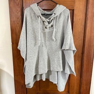 Gray hooded poncho